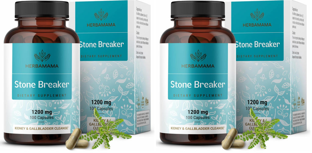 HERBAMAMA Chanca Piedra 1200mg – Kidney Stone Breaker, Gallbladder & Urinary Support (Pack of 2) – Vegan, Non-GMO