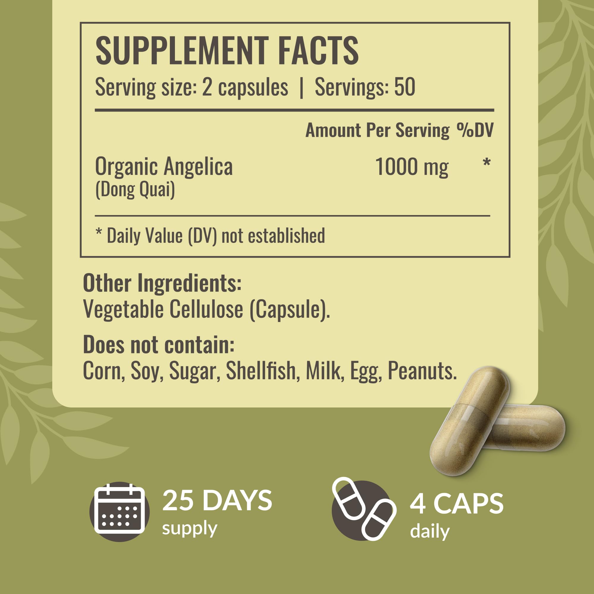 HERBAMAMA Dong Quai Supplement - 1000mg Angelica Root for Women's Support - Vegan, Non-GMO Capsules
