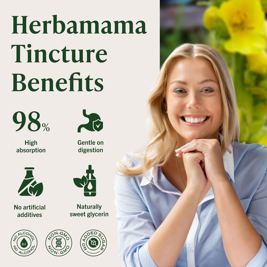 Herbamama Mullein Drops for Lungs - Vegan Lung Cleanse (56-Day Supply)