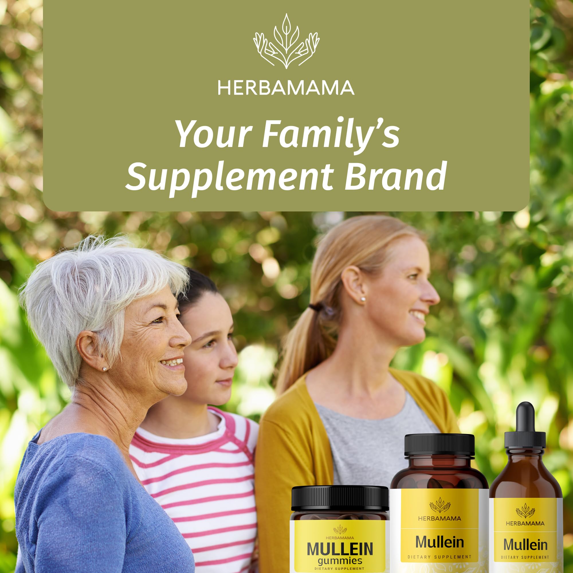 HERBAMAMA Mullein Leaf Capsules - 1200mg Lung Detox Support | Vegan & Non-GMO | Pack of 2