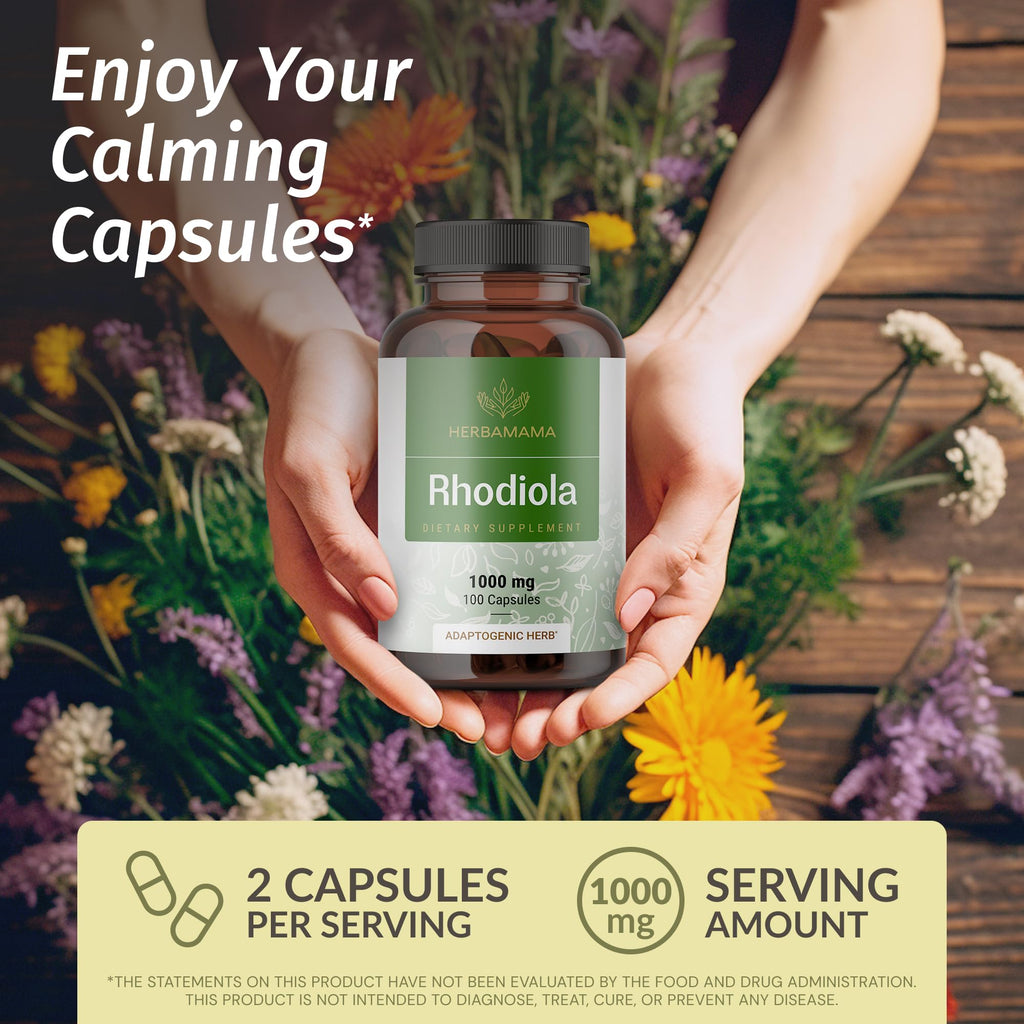 HERBAMAMA Rhodiola Rosea 1000mg – Relaxation, Focus & Brain Support