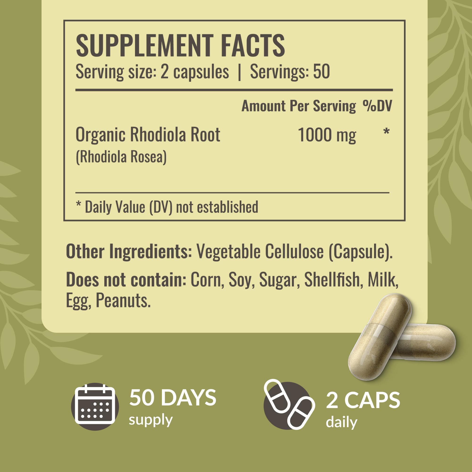 HERBAMAMA Rhodiola Rosea 1000mg – Relaxation, Focus & Brain Support
