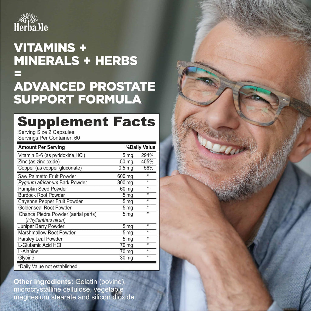 HerbaMe Prostate Support with Saw Palmetto & Zinc – 120 Caps