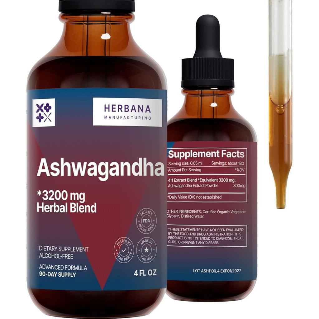 HERBANA Ashwagandha Liquid Drops – High Potency For Muscle Recovery