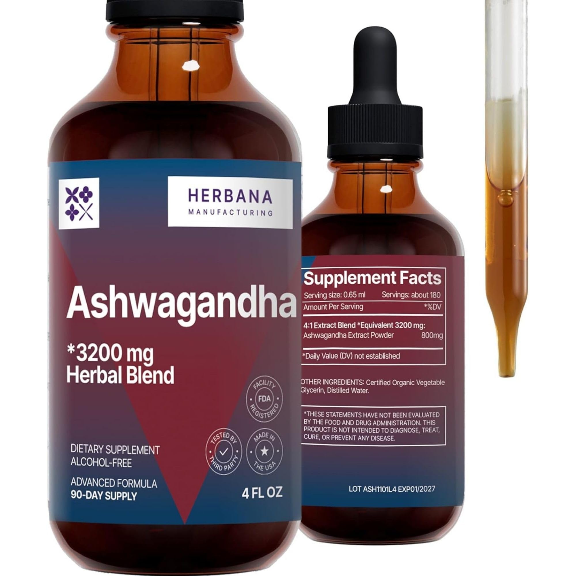 HERBANA Ashwagandha Liquid Drops – High Potency For Muscle Recovery