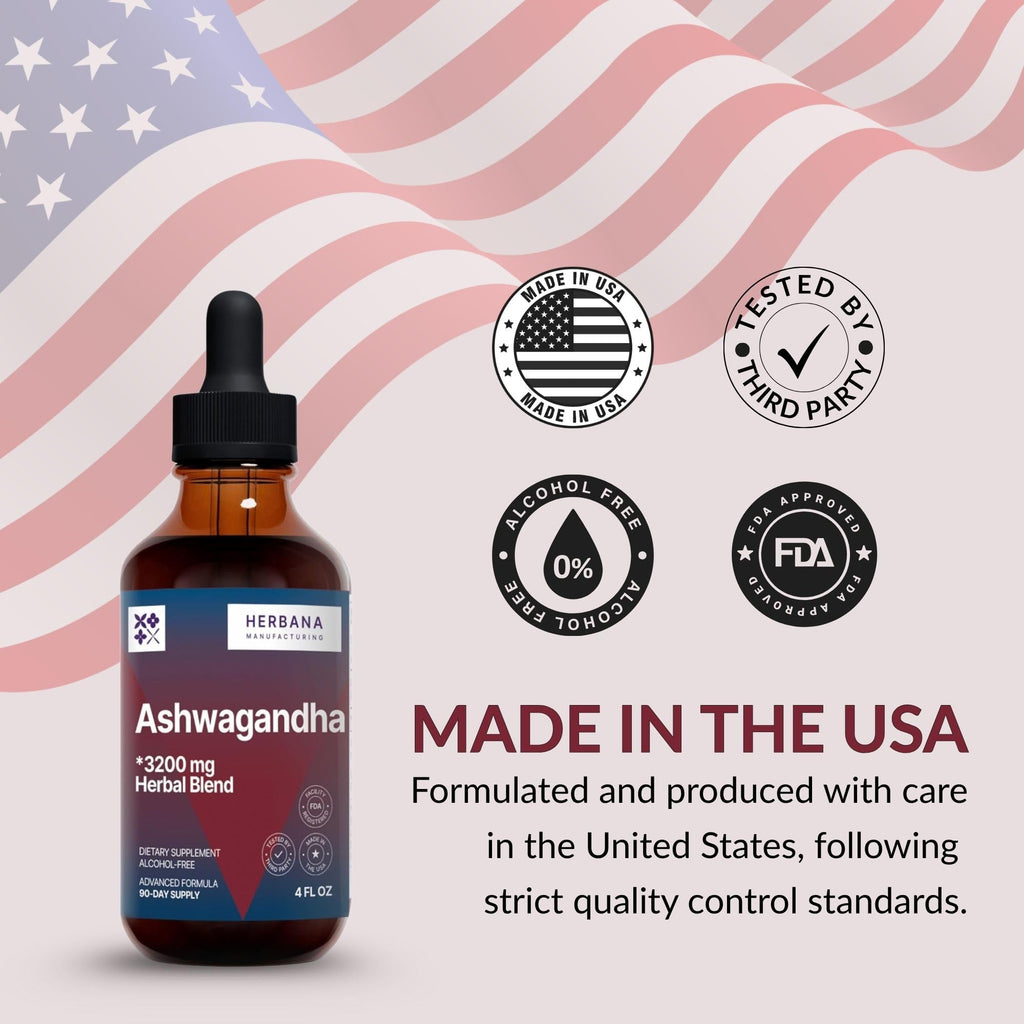 HERBANA Ashwagandha Liquid Drops – High Potency For Muscle Recovery