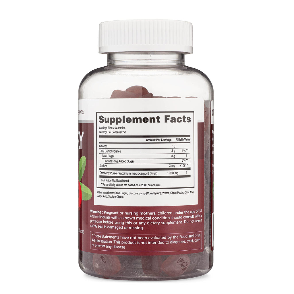 Herbatech Cranberry Gummies 1000mg – UTI Health (100 ct) USA