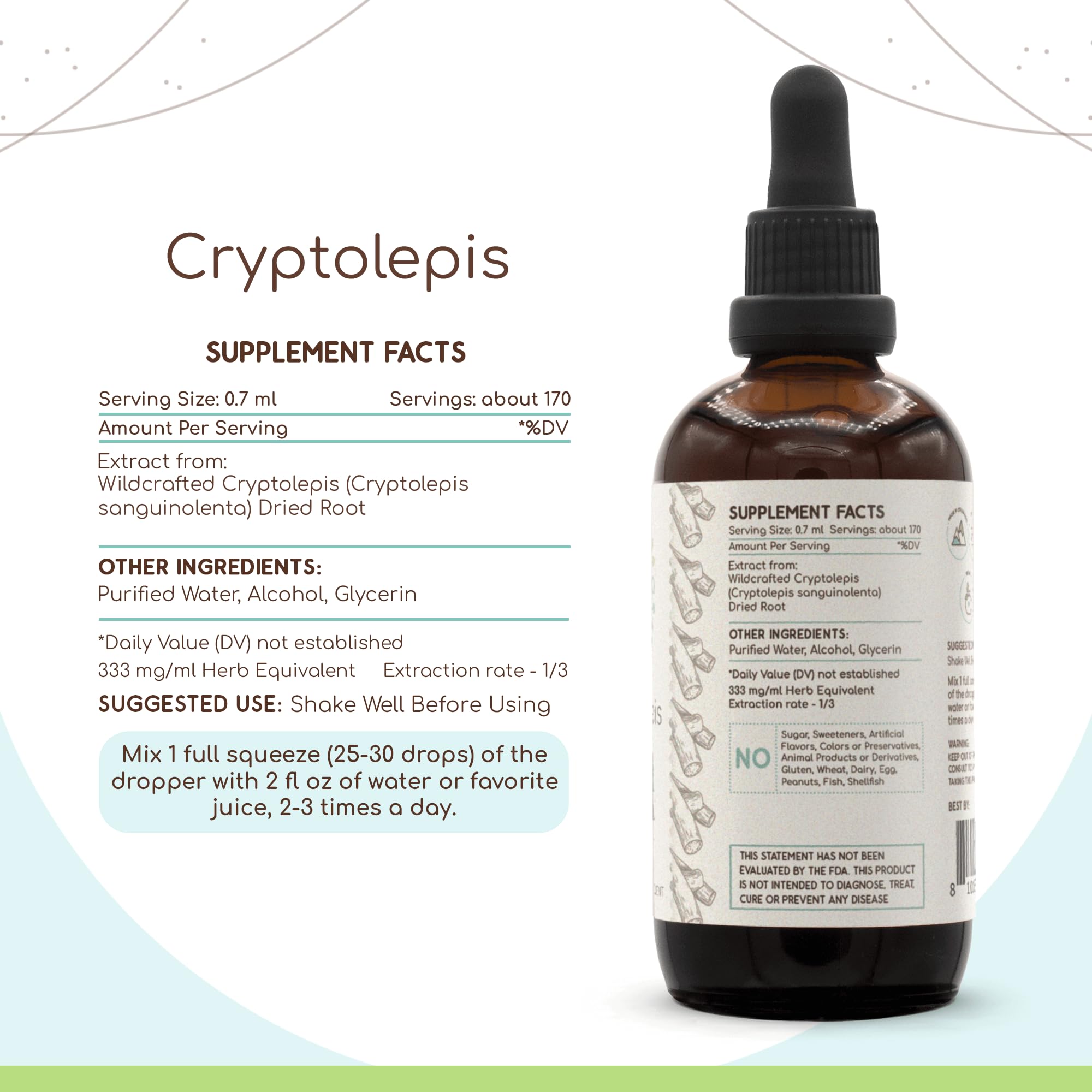 Cryptolepis Alcohol Herbal Extract Tincture 4 Oz – Super-Concentrated Wildcrafted Cryptolepis Sanguinolenta