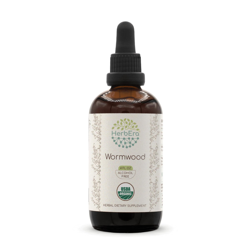 HerbEra Wormwood B120 USDA Organic Tincture - Alcohol-Free, High-Potency Herbal Drops (4 oz)