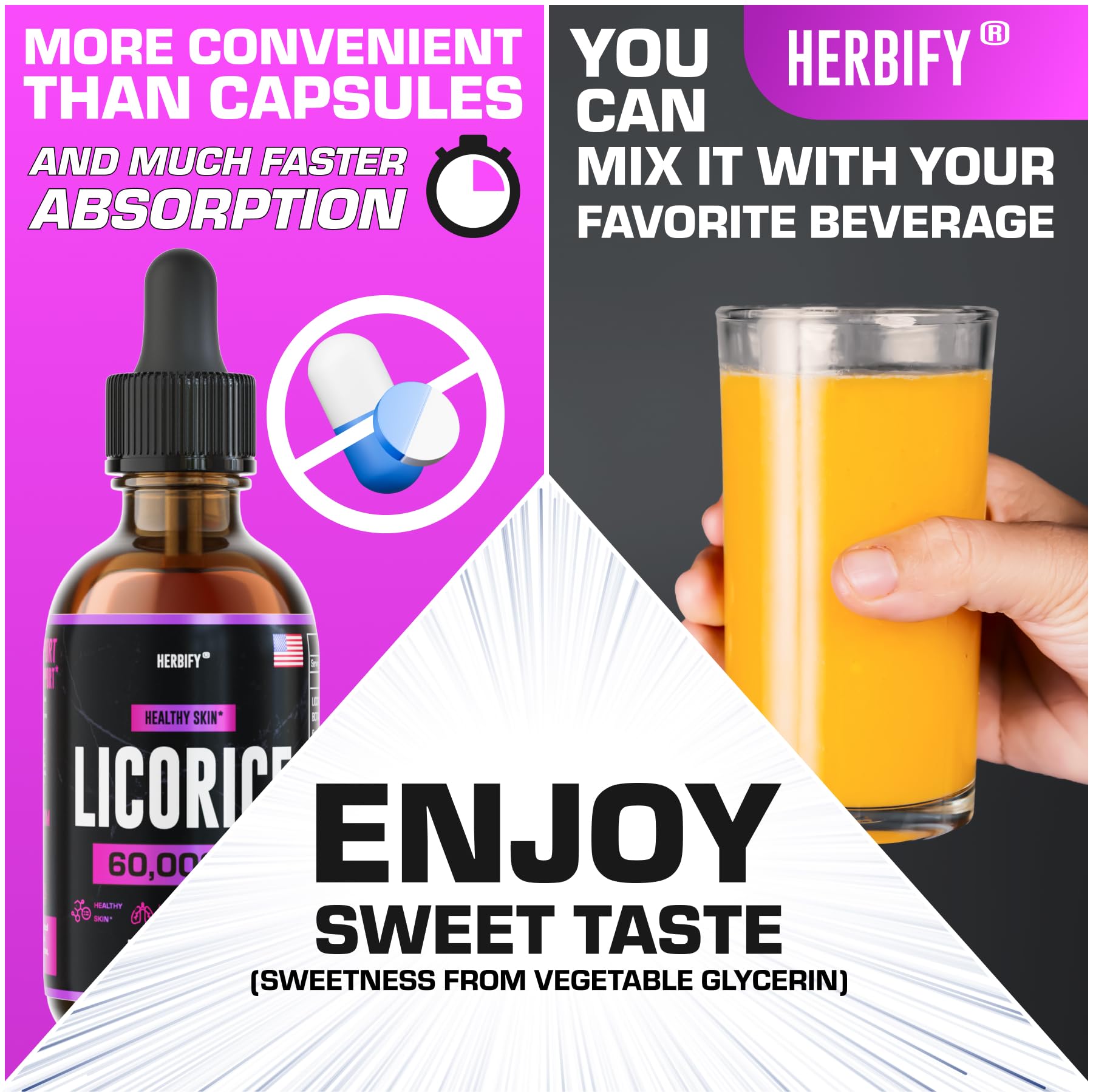 HERBIFY Licorice Root Extract – Powerful Licorice Supplement for Lung Health, Skin Support, and Immune Wellness (USA Made, 2oz)