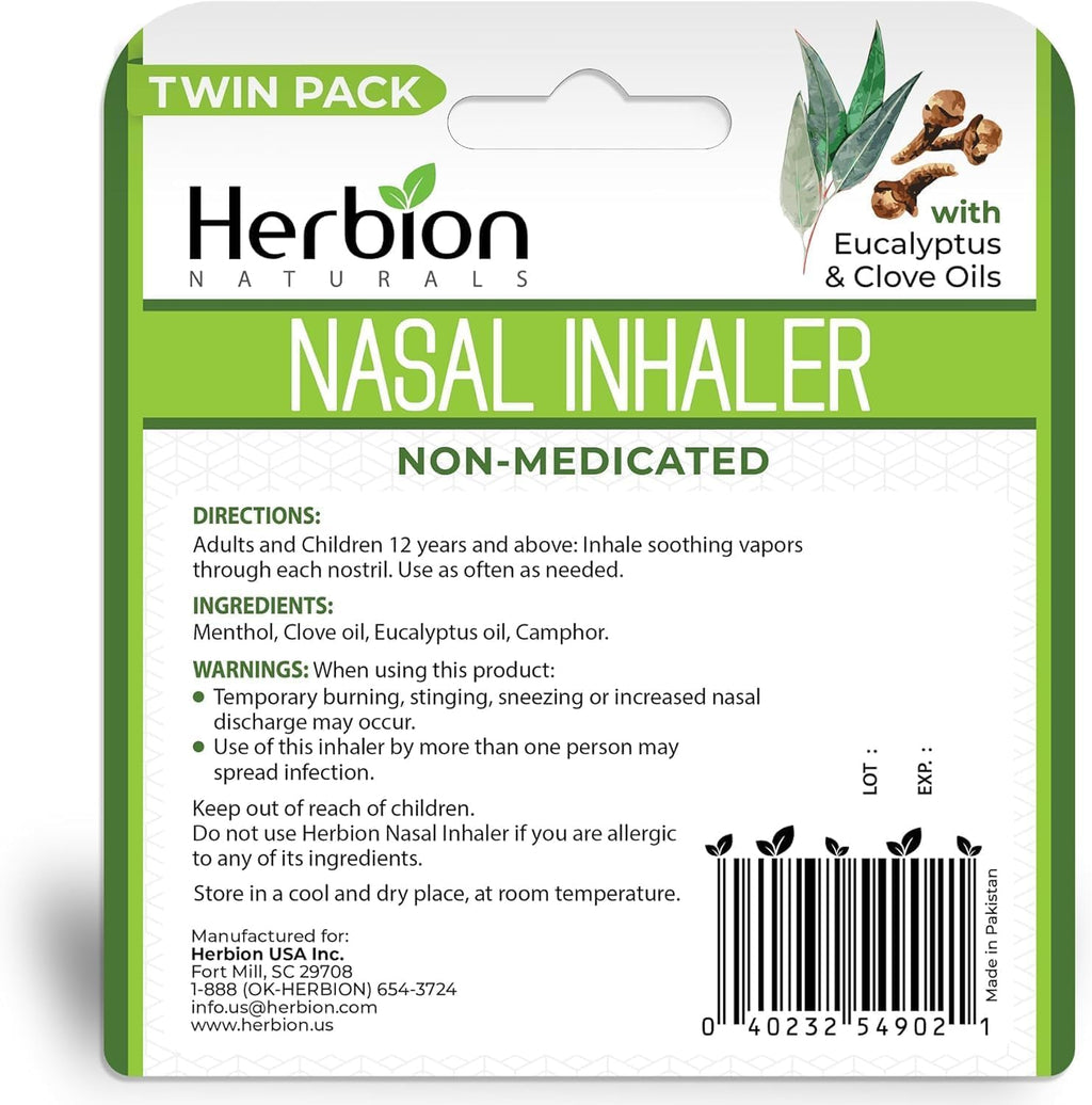 HERBION Naturals Nasal Inhaler - Non-Medicated Congestion Relief (0.05 fl oz)