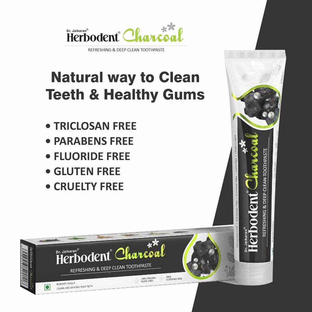 Herbodent Charcoal Toothpaste – 6.53 Oz Pack of 2 | Whitens Teeth & Fresh Breath | No Bleach, No Fluoride