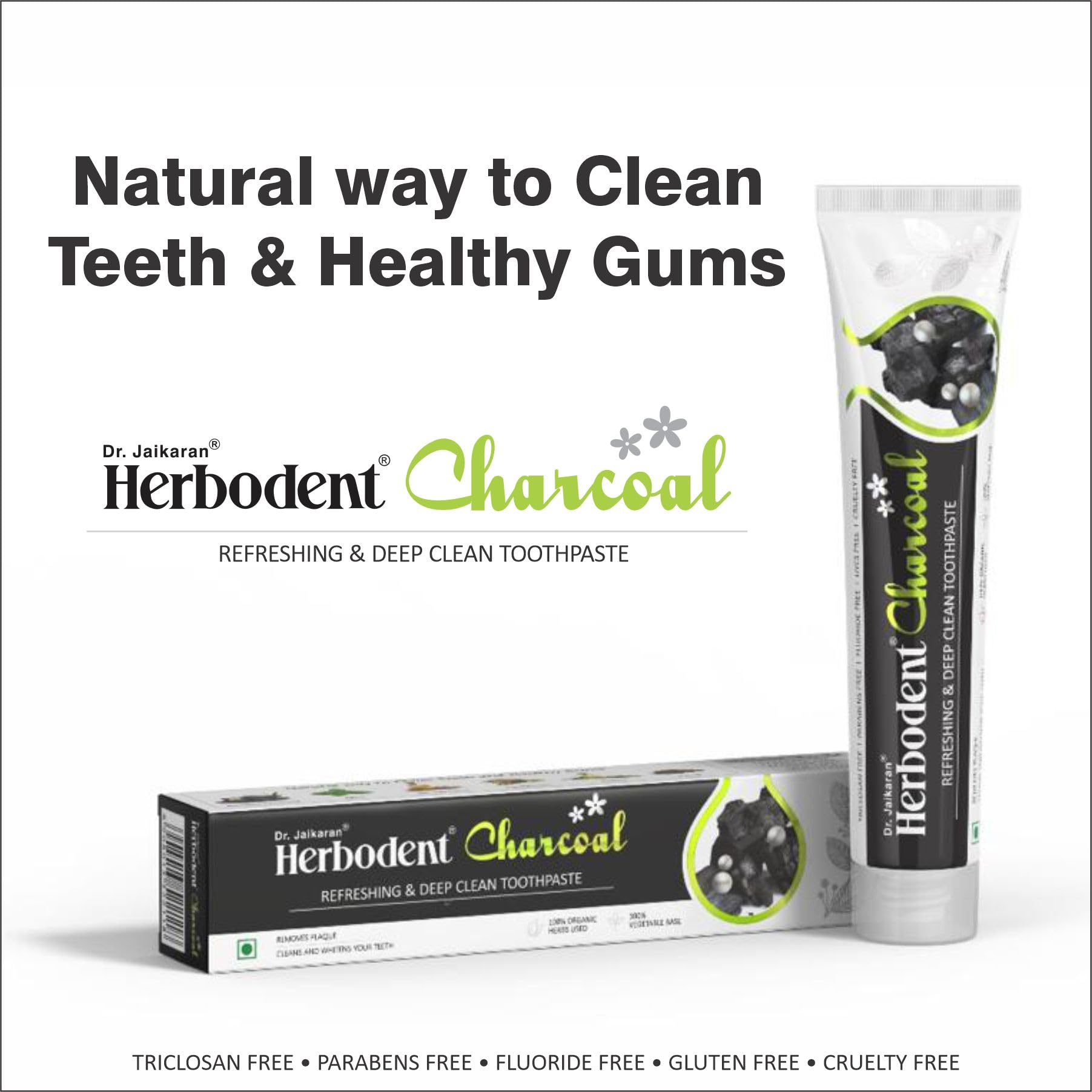 Herbodent Charcoal Toothpaste – 6.53 Oz Pack of 2 | Whitens Teeth & Fresh Breath | No Bleach, No Fluoride