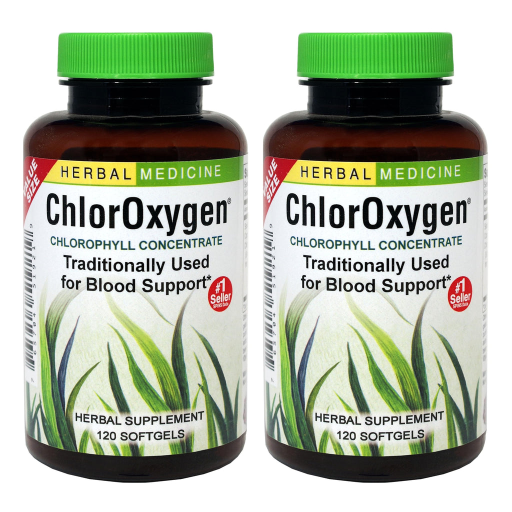 Herbs Etc. ChlorOxygen Chlorophyll Concentrate – Blood Circulation & Altitude Support | 120 Softgels (2 Pack)