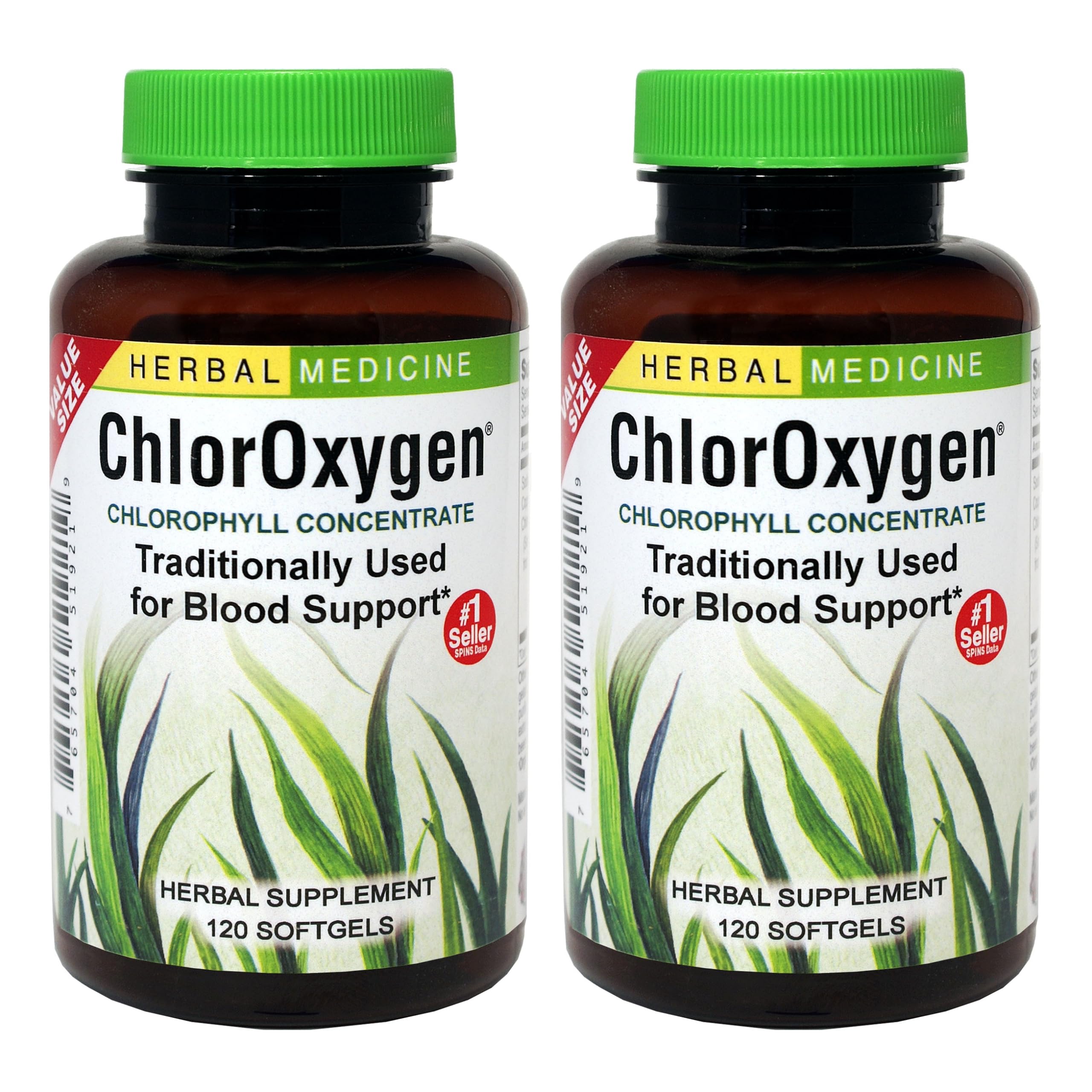 Herbs Etc. ChlorOxygen Chlorophyll Concentrate – Blood Circulation & Altitude Support | 120 Softgels (2 Pack)