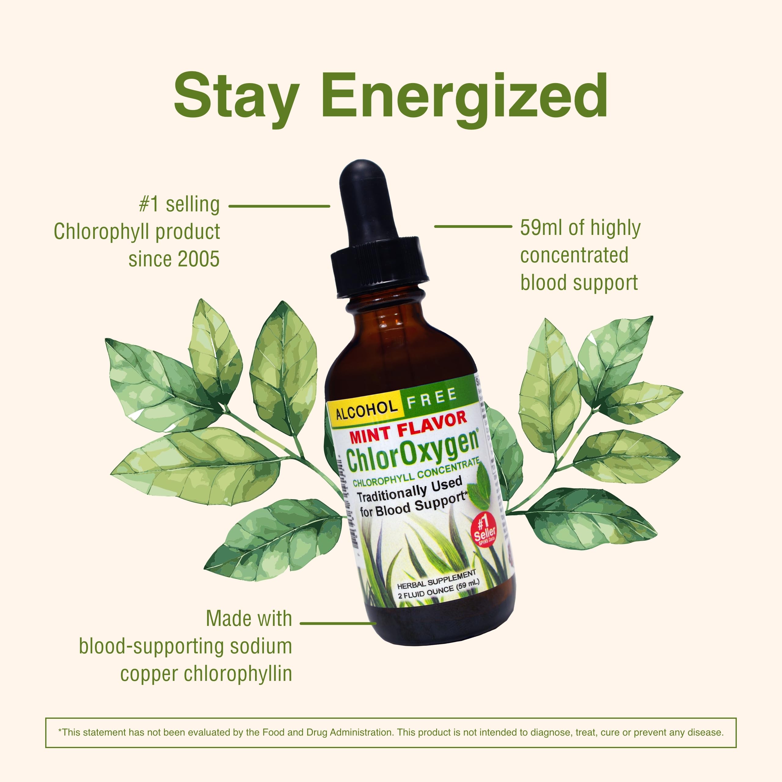 ChlorOxygen Chlorophyll Concentrate - Mint - Herbs Etc. - 2 fl oz