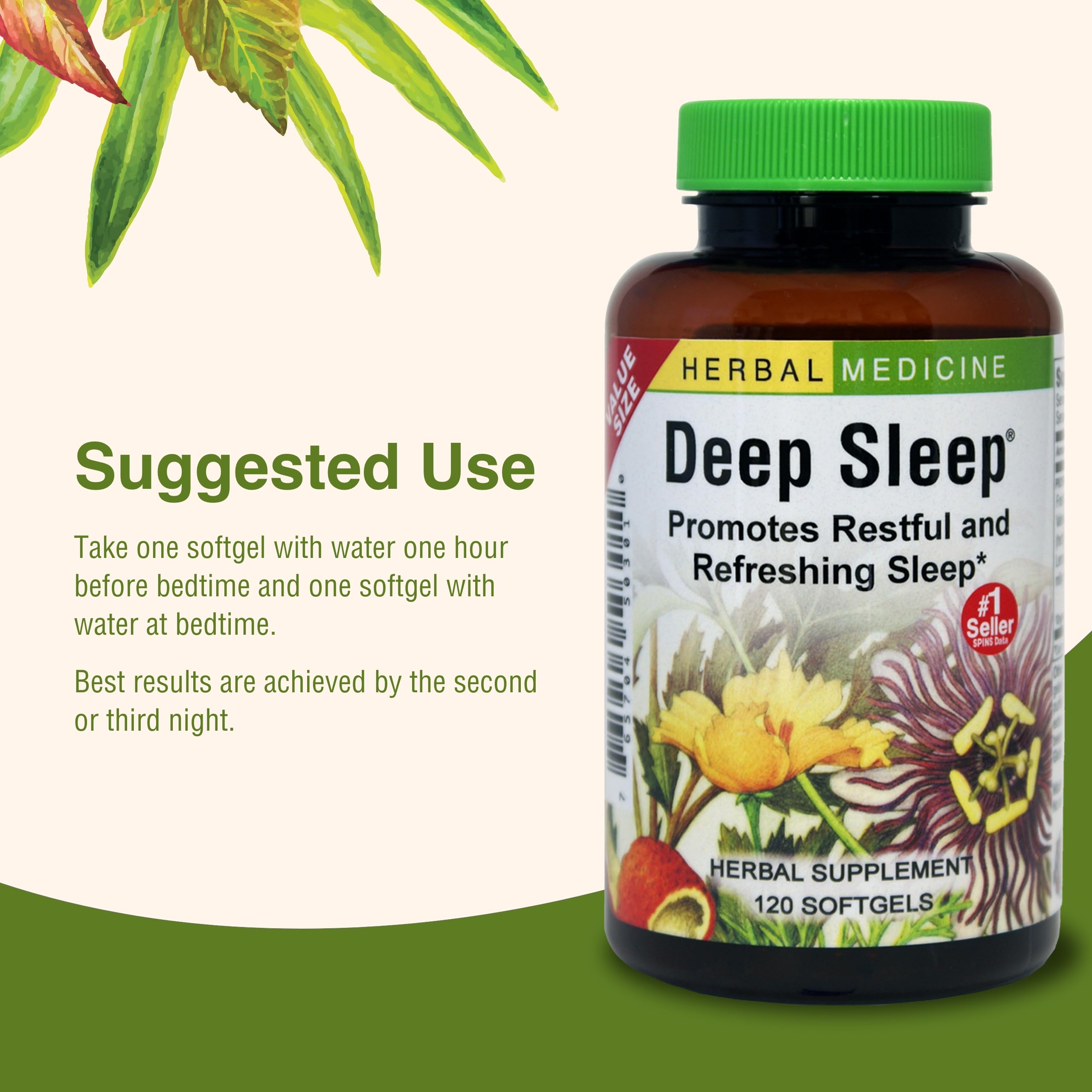 Herbs Etc. Deep Sleep Softgels – Herbal Sleep Support with Passionflower, Chamomile & Lemon Balm | 120 Softgels