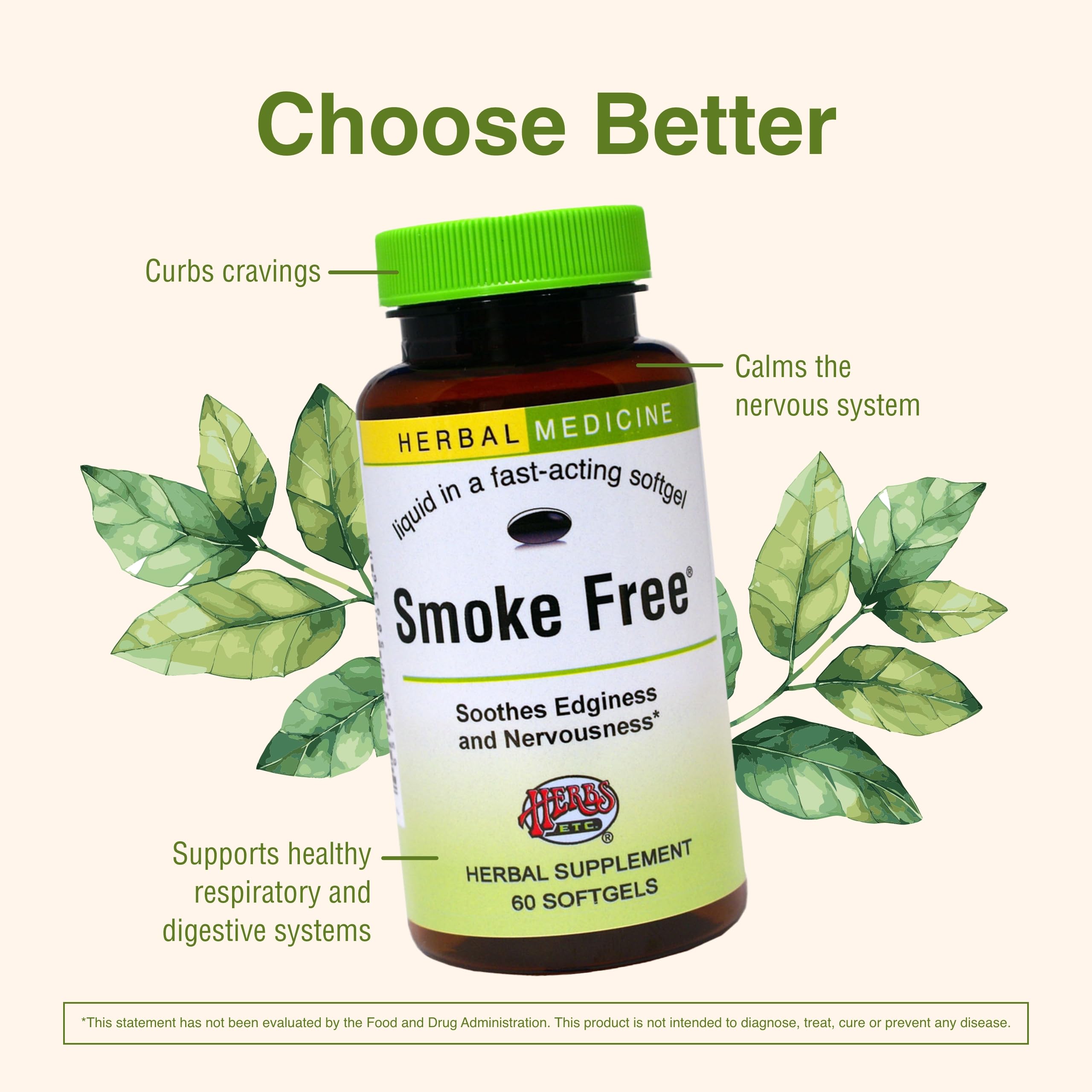 Herbs, Etc. Smoke Free 60 Softgels | Quit Support & Healthy Lungs