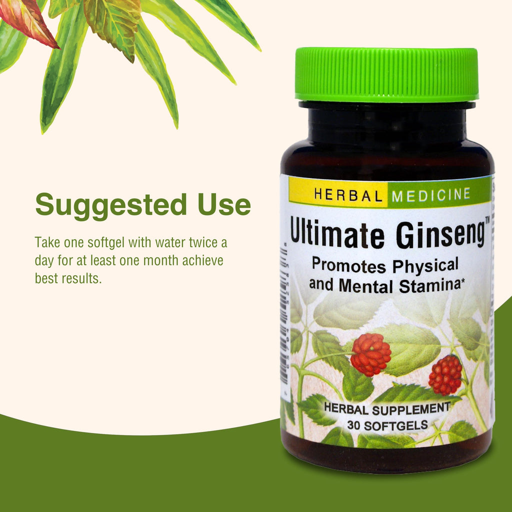 Herbs Etc. Ultimate Ginseng Softgels – Stamina & Brain Health | Gluten-Free 30 Servings