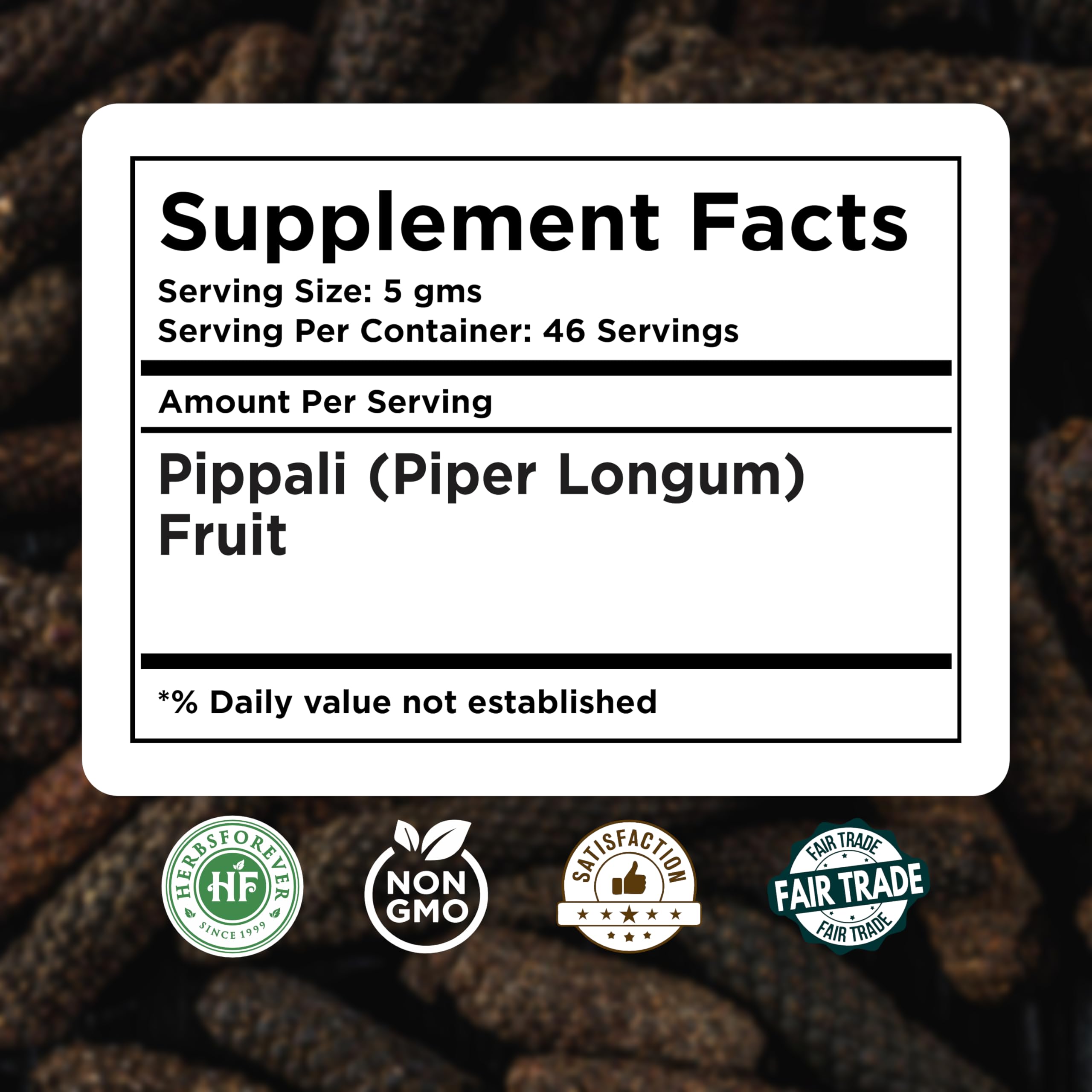 HerbsForever Pippali Powder – Premium Piper Longum, 230g | Non-GMO, Vegan, Gluten-Free