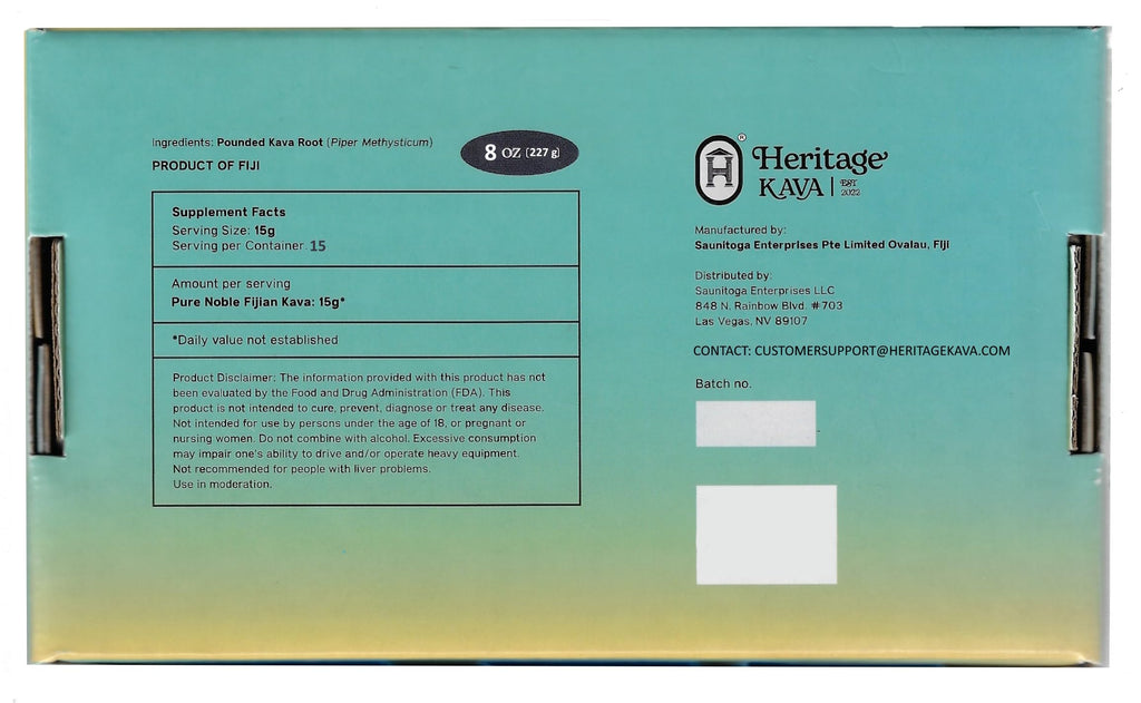 Heritage Kava Premium Fiji Noble Kava Root Powder 8 oz