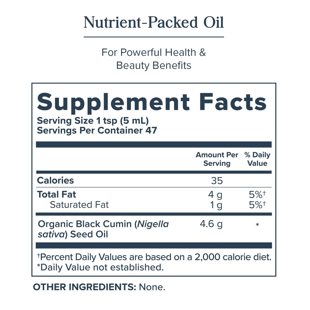 HERITAGE STORE Organic Black Seed Oil – Cold-Pressed Nigella Sativa, Thymoquinone, Vegan 8oz