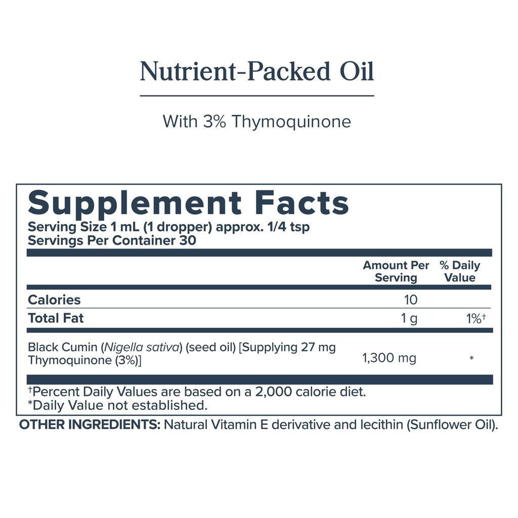 Heritage Store Black Seed Oil 3% Thymoquinone – 1 fl oz | Joints & Immune Support