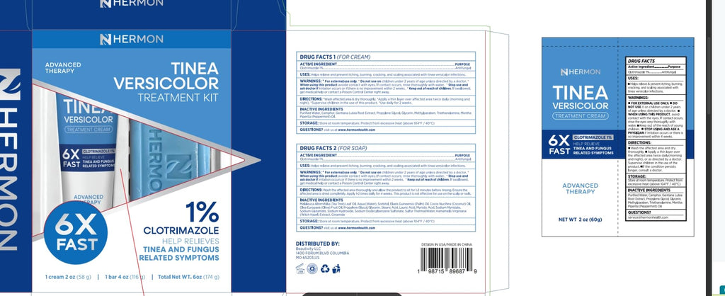 Hermon Tinea Versicolor Treatment Kit – Fast-Acting Cream 2oz & Soap 4oz