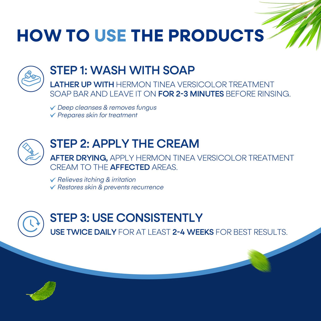 Hermon Tinea Versicolor Treatment Kit – Fast-Acting Cream 2oz & Soap 4oz