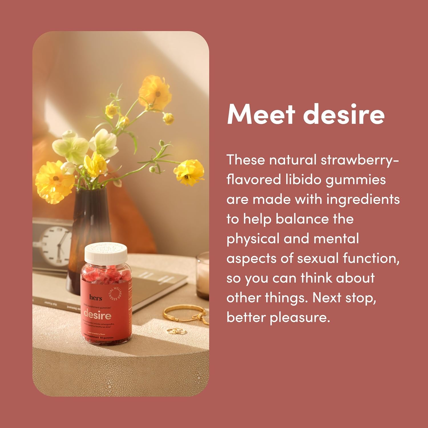 Hers Desire Libido Gummies - Vegan, Gluten Free, 60 Count