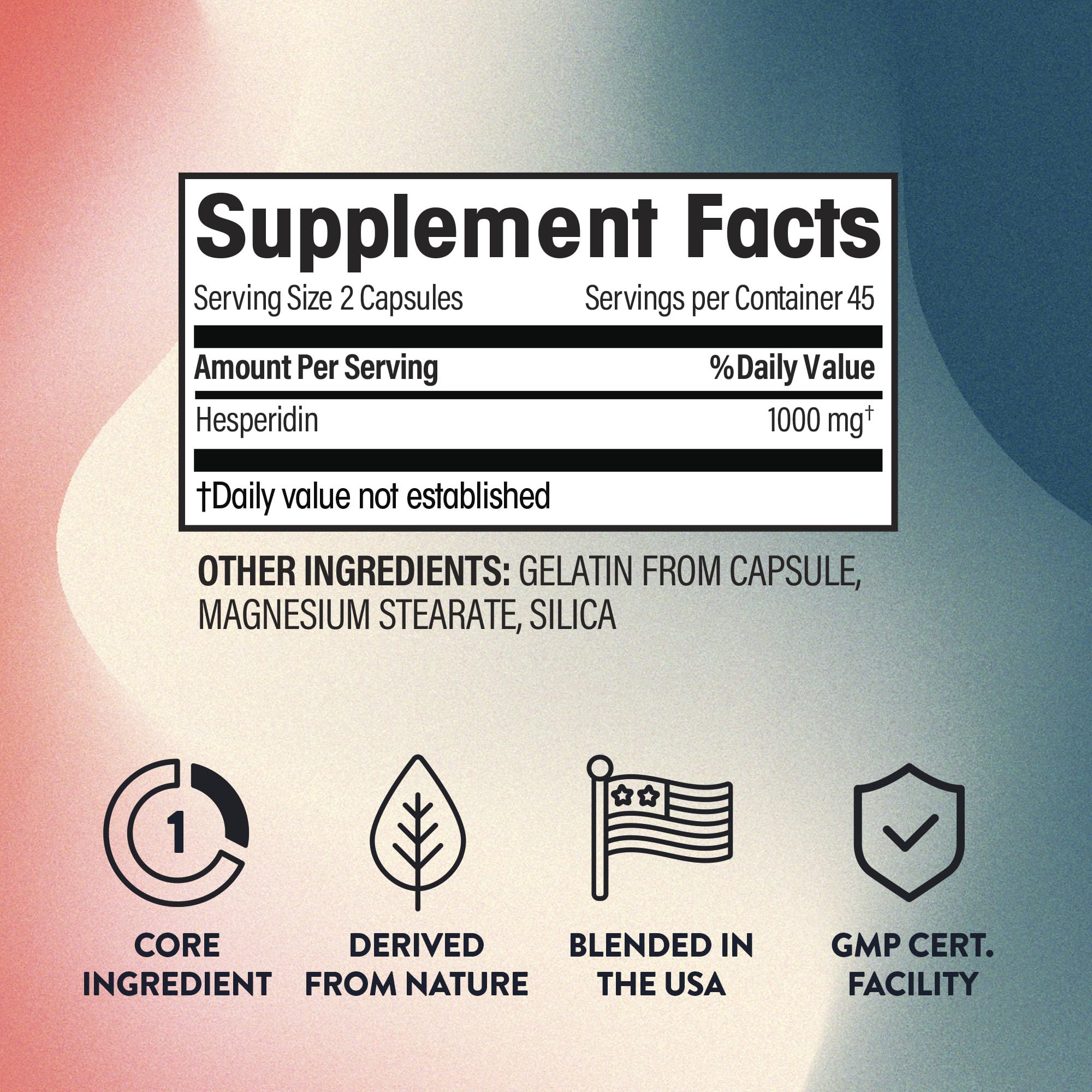 Hesperidin 1,000mg - 100% Pure Ingredient with No Mixes or Additives | Blood Circulation Support, 90 Capsules