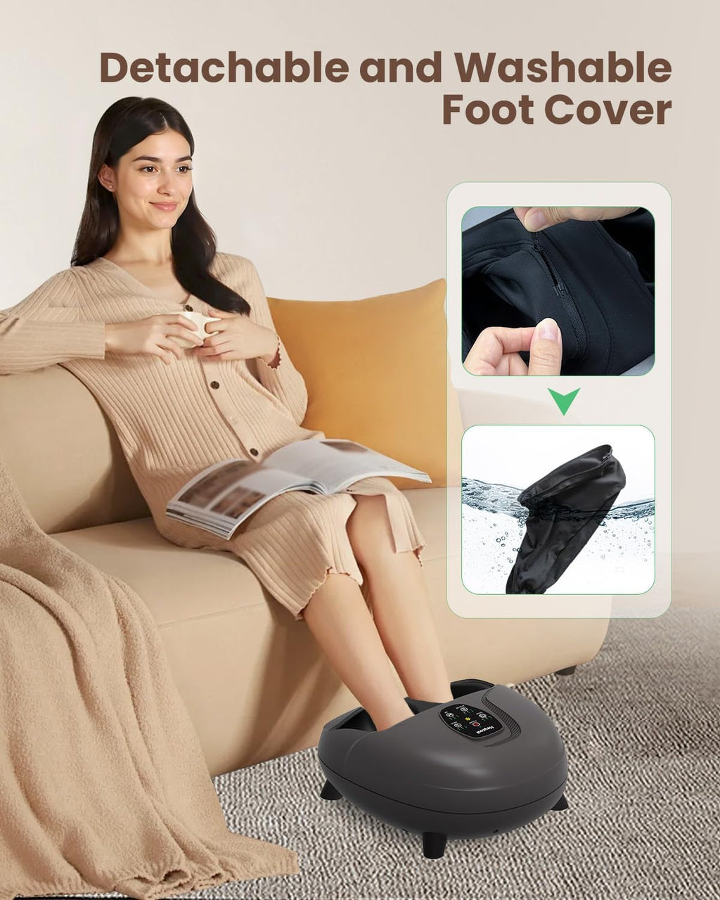 Heycool Shiatsu Foot Massager with Heat — Kneading, Remote, Size 14