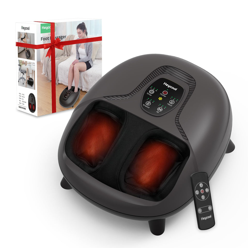 Heycool Shiatsu Foot Massager with Heat — Kneading, Remote, Size 14