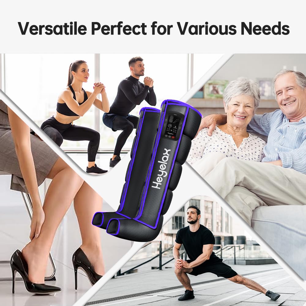 Heyelax Cordless Leg Massager for Circulation & Recovery – 6 Modes, 8 Intensities, Heat