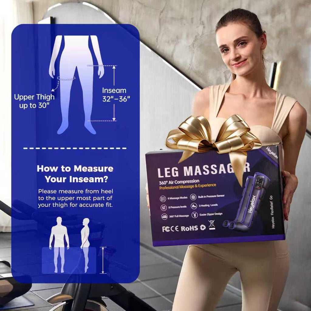 Heyelax Cordless Leg Massager for Circulation & Recovery – 6 Modes, 8 Intensities, Heat