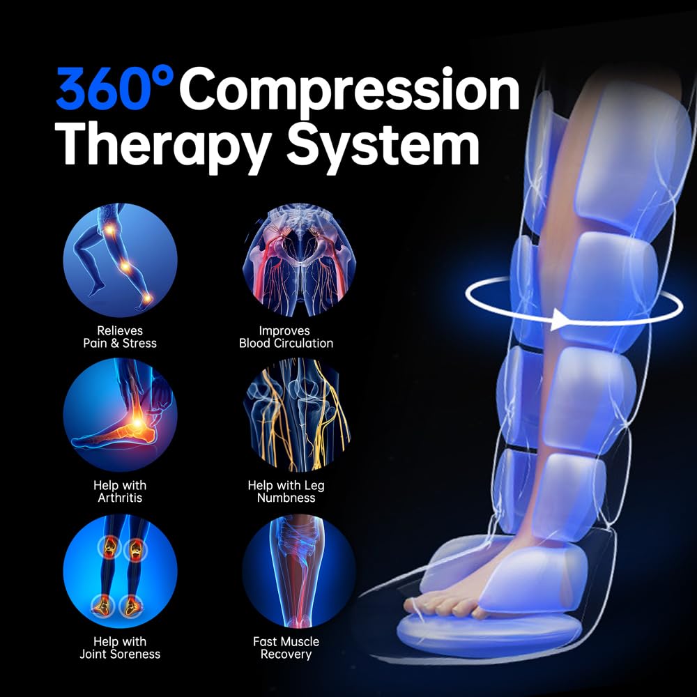 Heyelax Cordless Leg Massager for Circulation & Recovery – 6 Modes, 8 Intensities, Heat