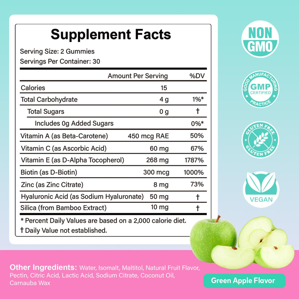 HFELIZ Vitamin E Gummies 400 IU for Women – 7-in-1 Skin, Nail, Hair & Antioxidant Support – 60 Ct