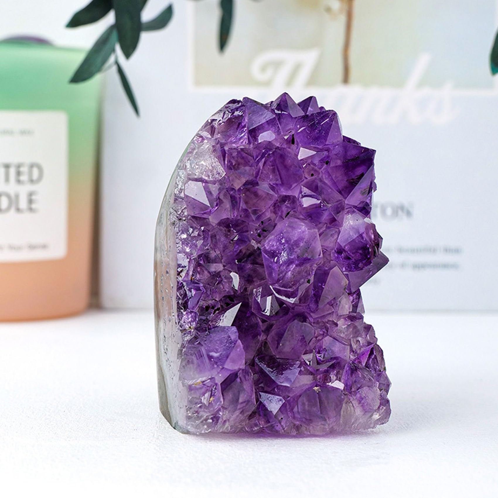 HIBCIGA Amethyst Cluster Geode – Raw Purple Quartz Crystal, 11-12 lb