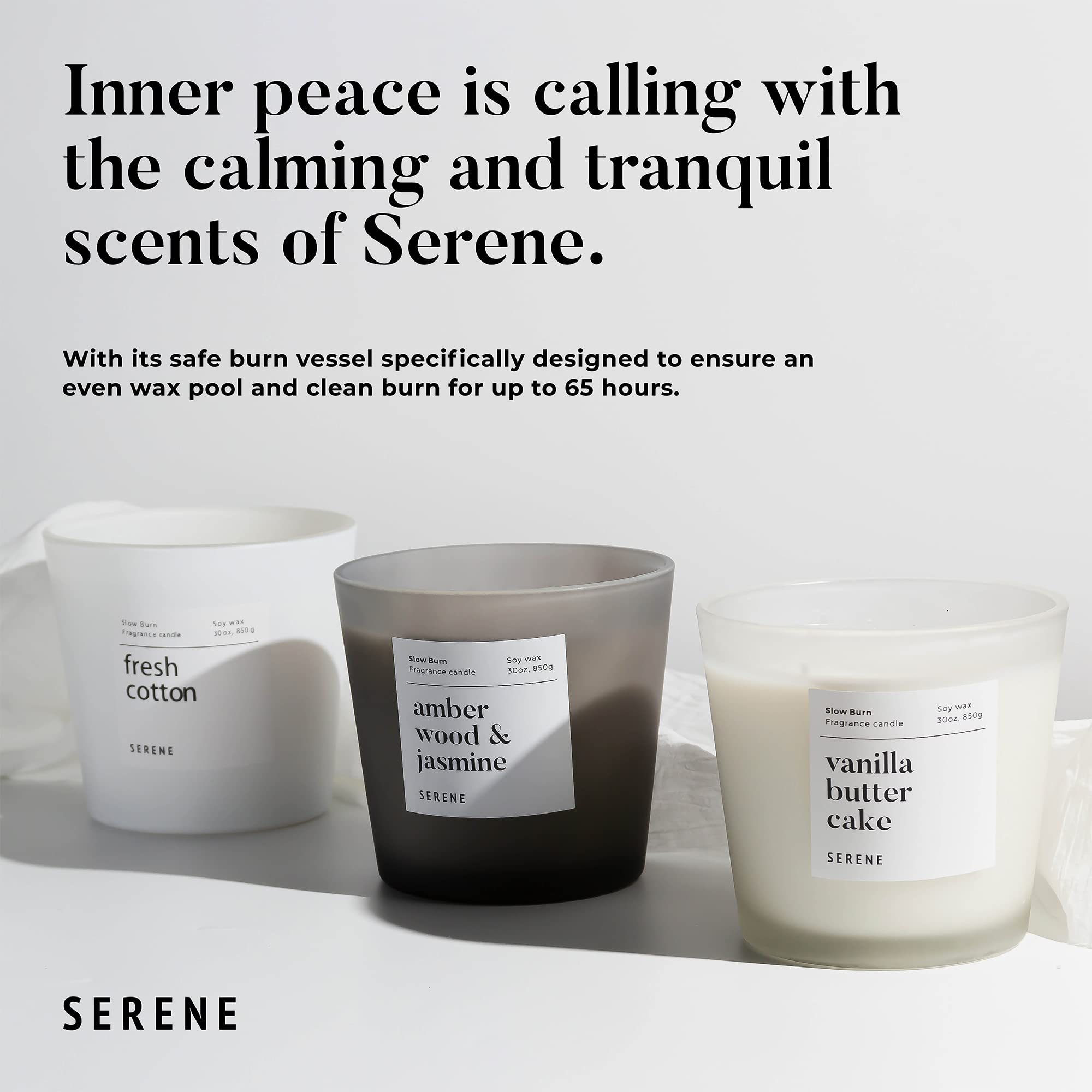 Hidden Label Large Scented Candle | 30oz 3-Wick Amber Wood & Jasmine