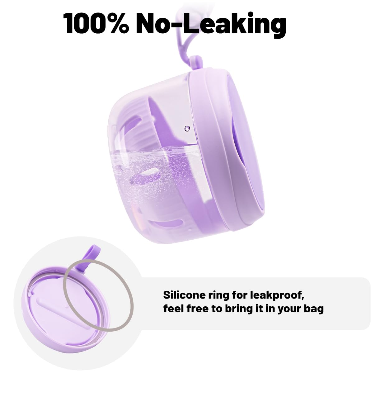 Purple Denture Case with Strainer & Mirror - Leak-Proof Travel Cup