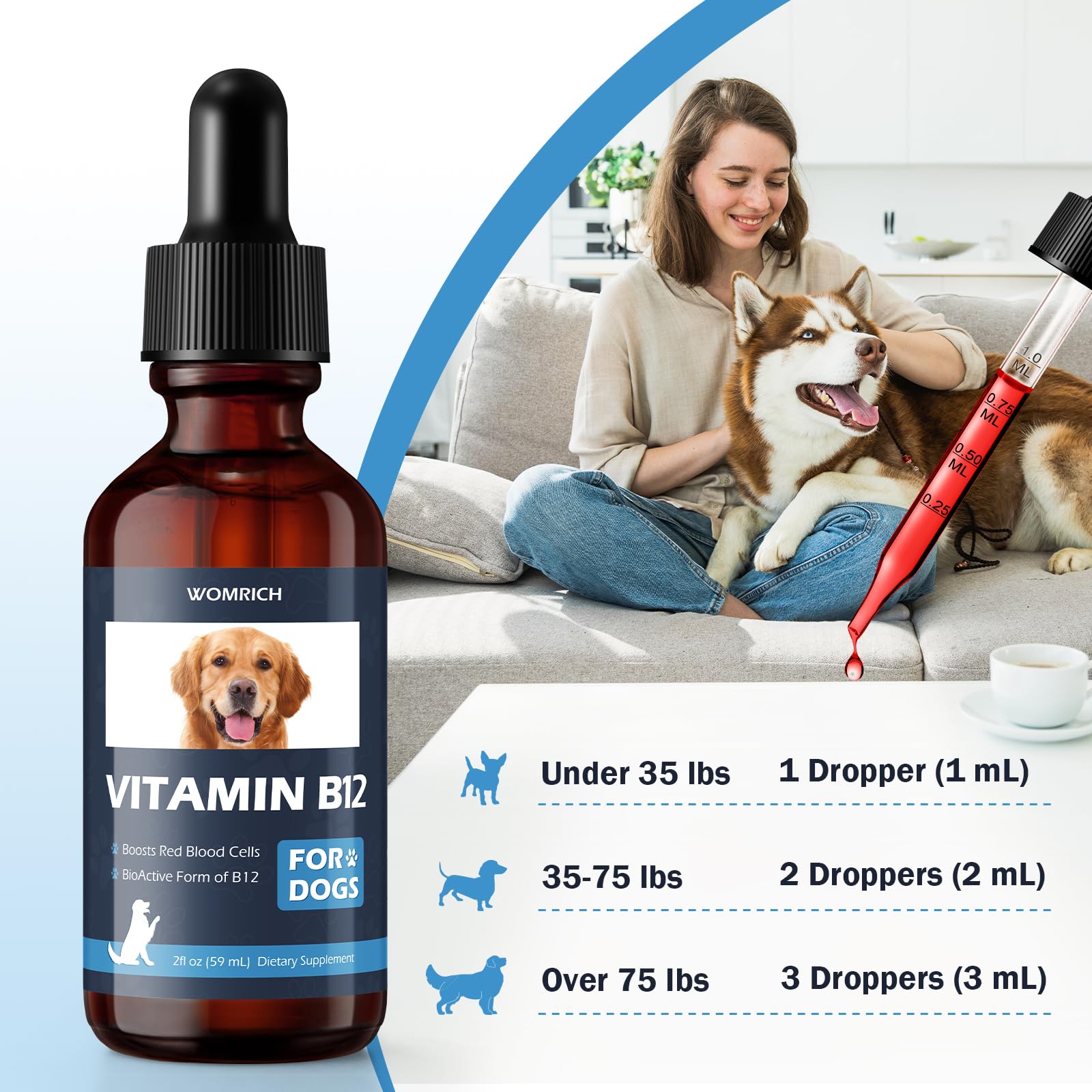Appetite Stimulant Vitamin B12 for Dogs | Methylcobalamin (Methyl B12) 2 fl oz