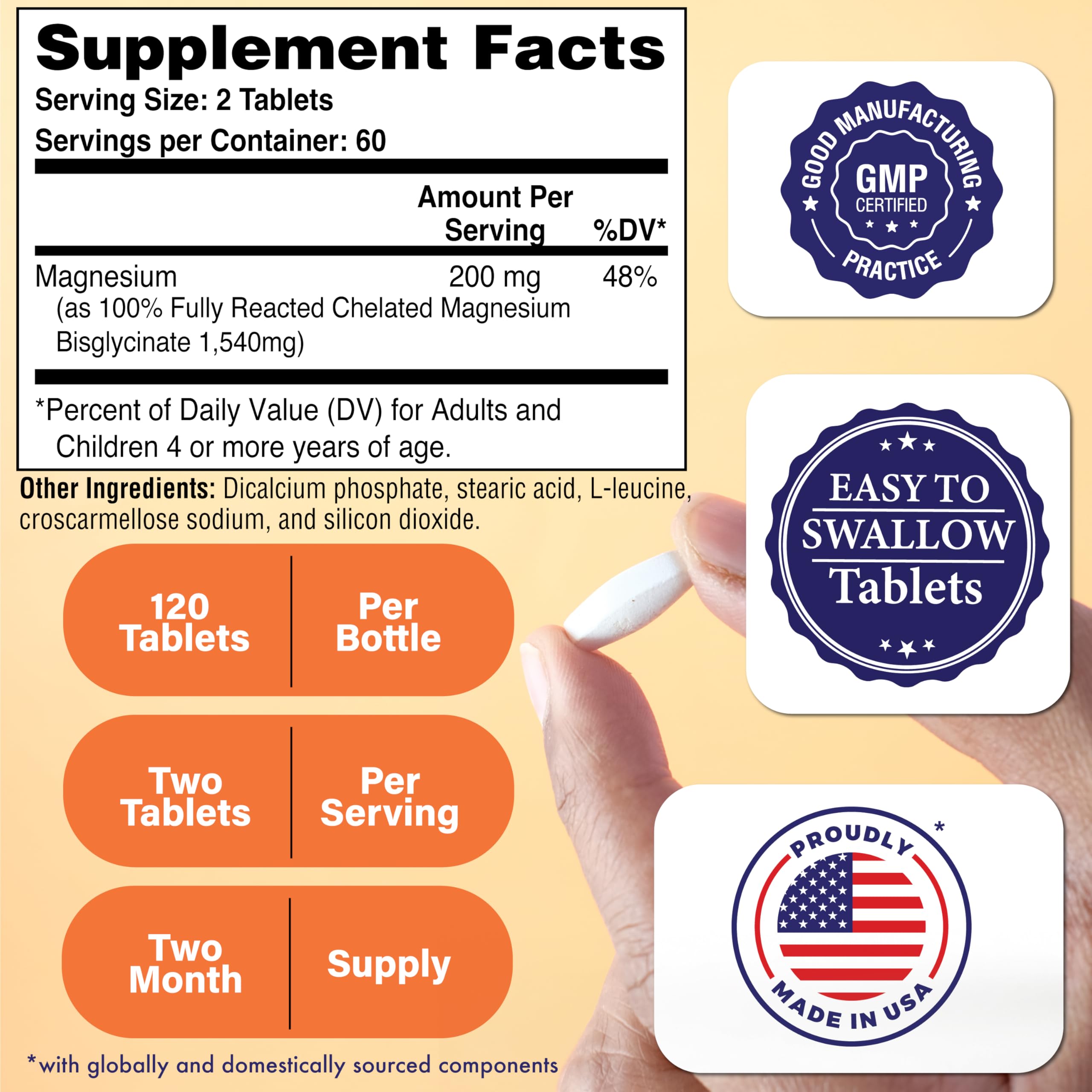 Magnesium Glycinate 200mg | 120 Tablets | High Absorption