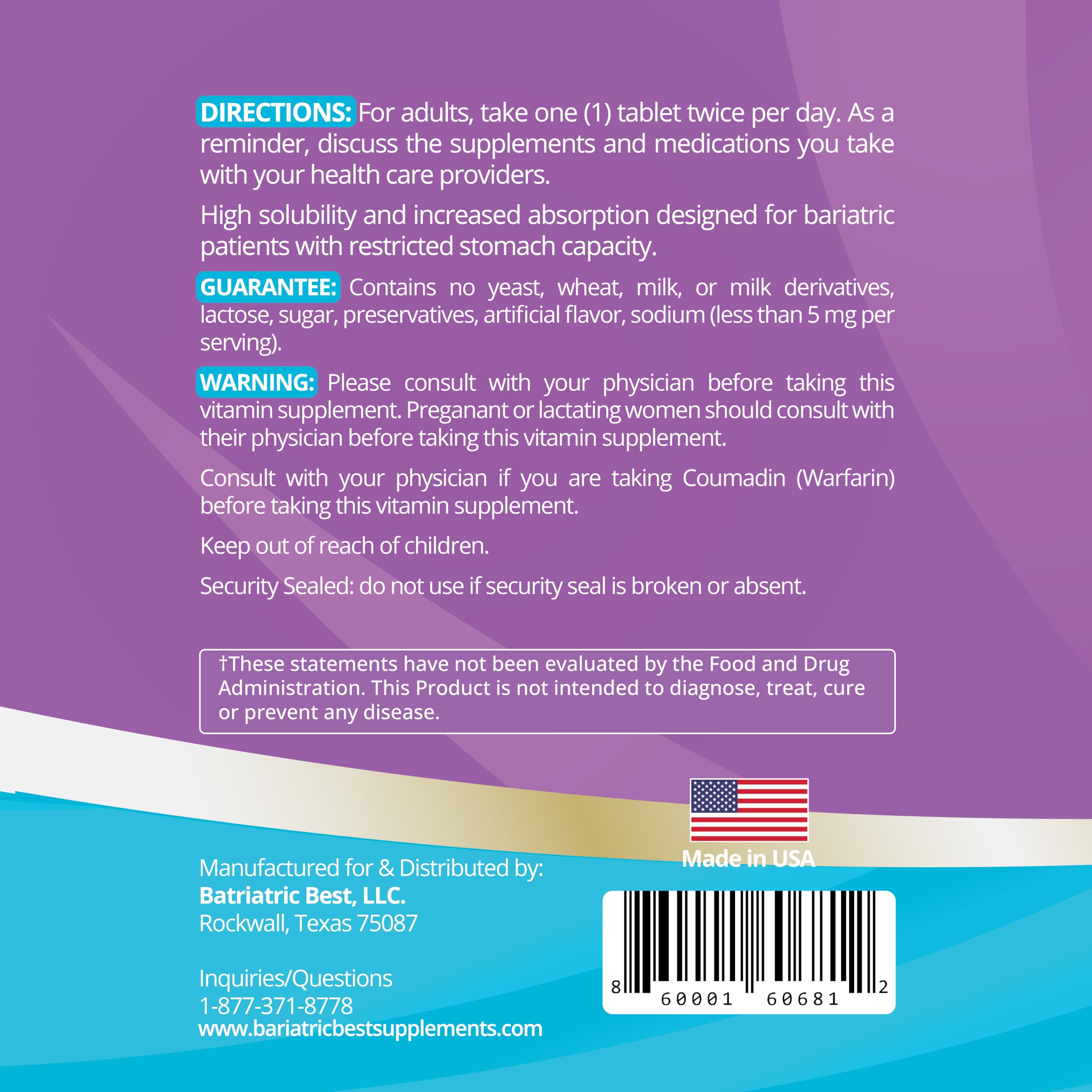 High ADEK Bariatric Multivitamin for Post DS/SADI Surgery – 180 Tablets