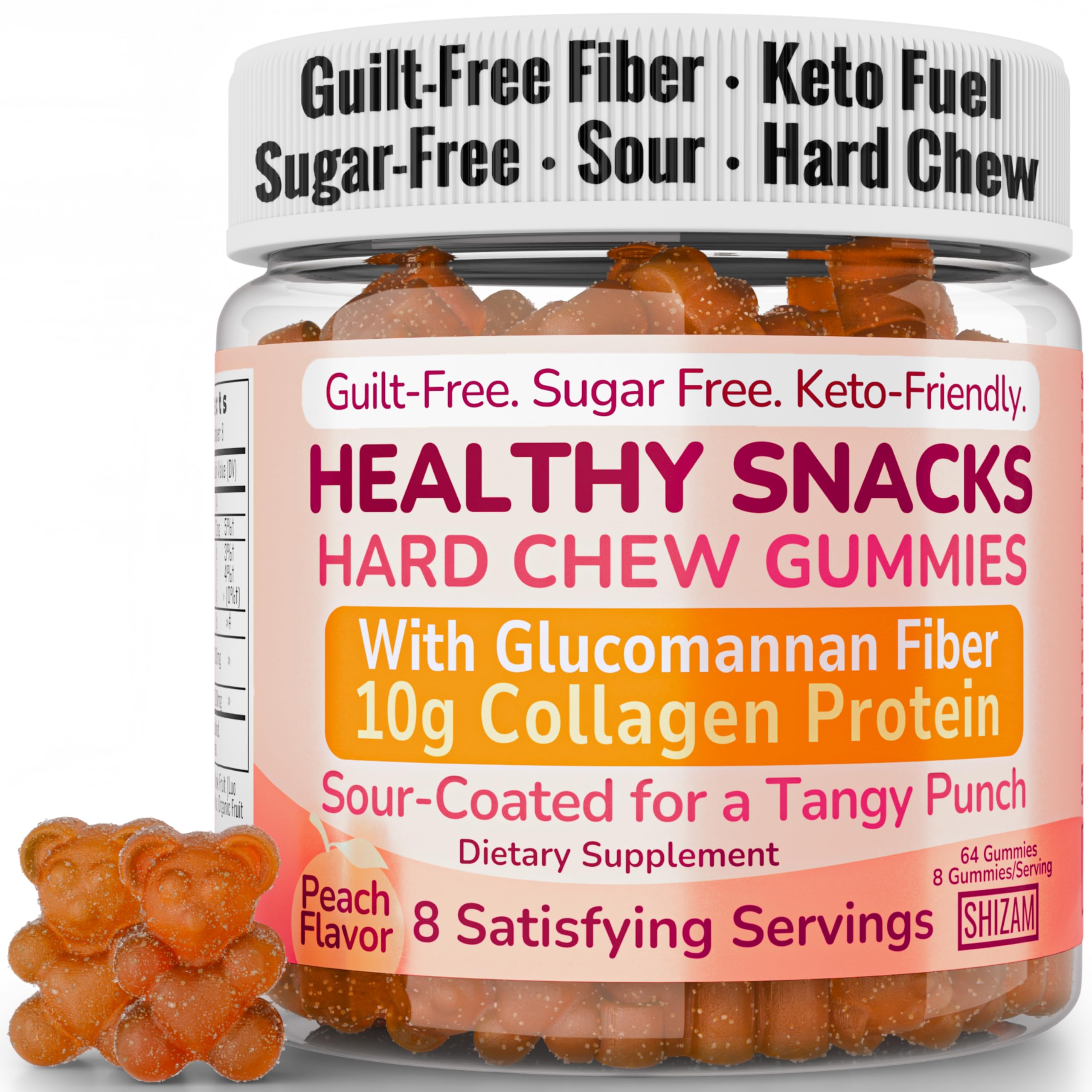 High-Fiber Keto Snacks - Gluten Free, No Sugar, Low Carb | Collagen Protein Gummies