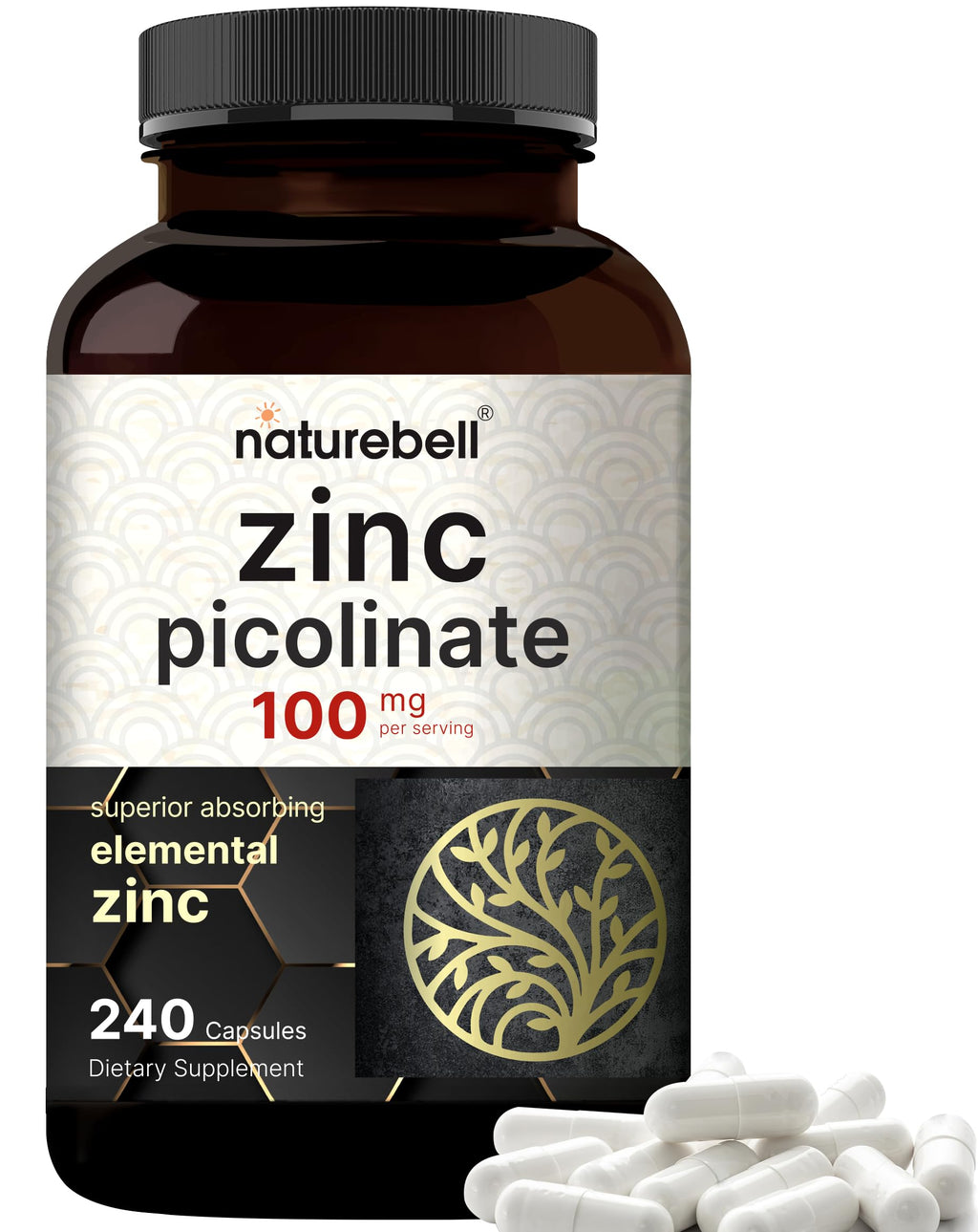 High Potency Zinc Picolinate 100mg - 240 Capsules | Immune Support & Skin Health | Non-GMO & Gluten Free