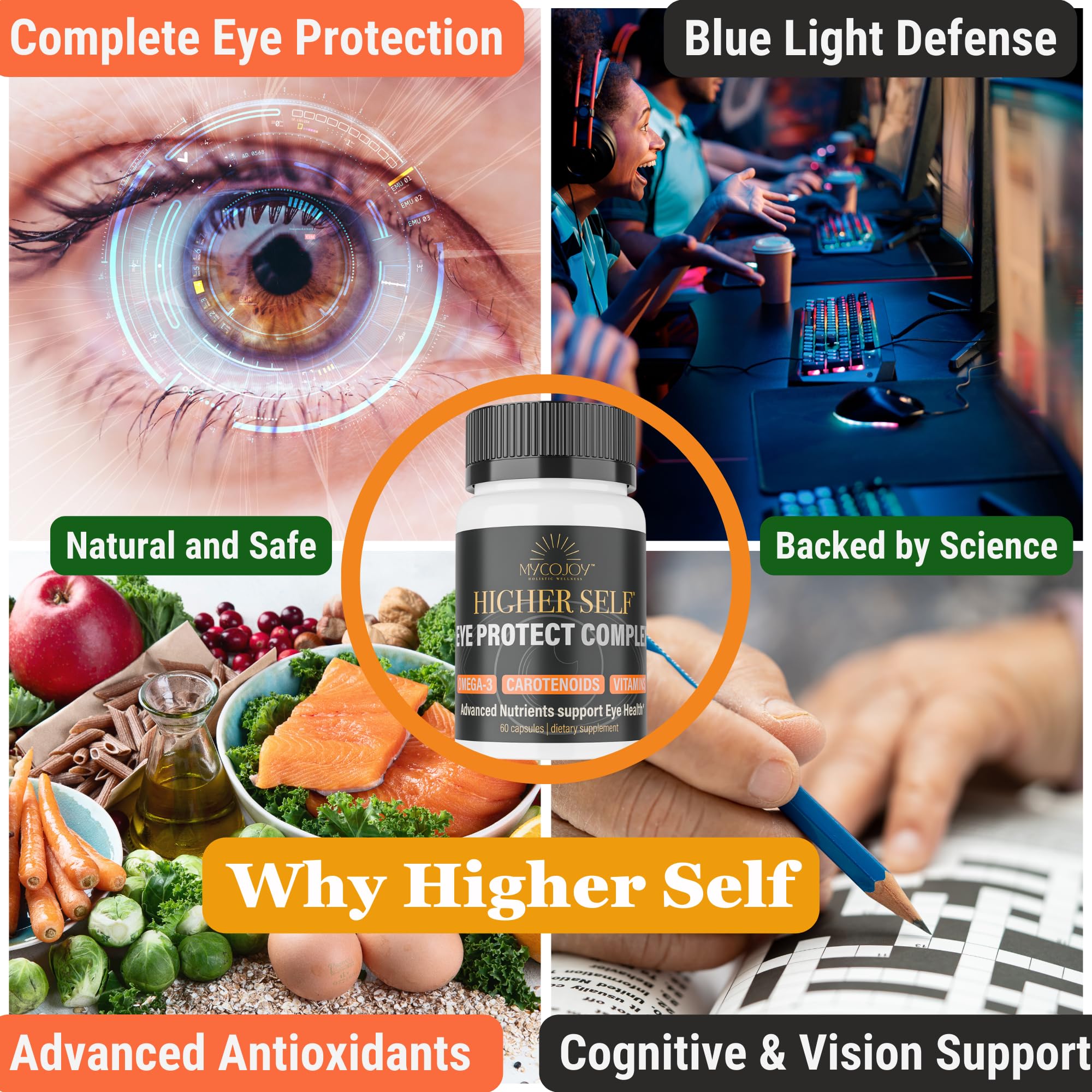 HIGHER SELF Eye Protect Complex – Blue Light Defense for Daily Vision (60 capsules)