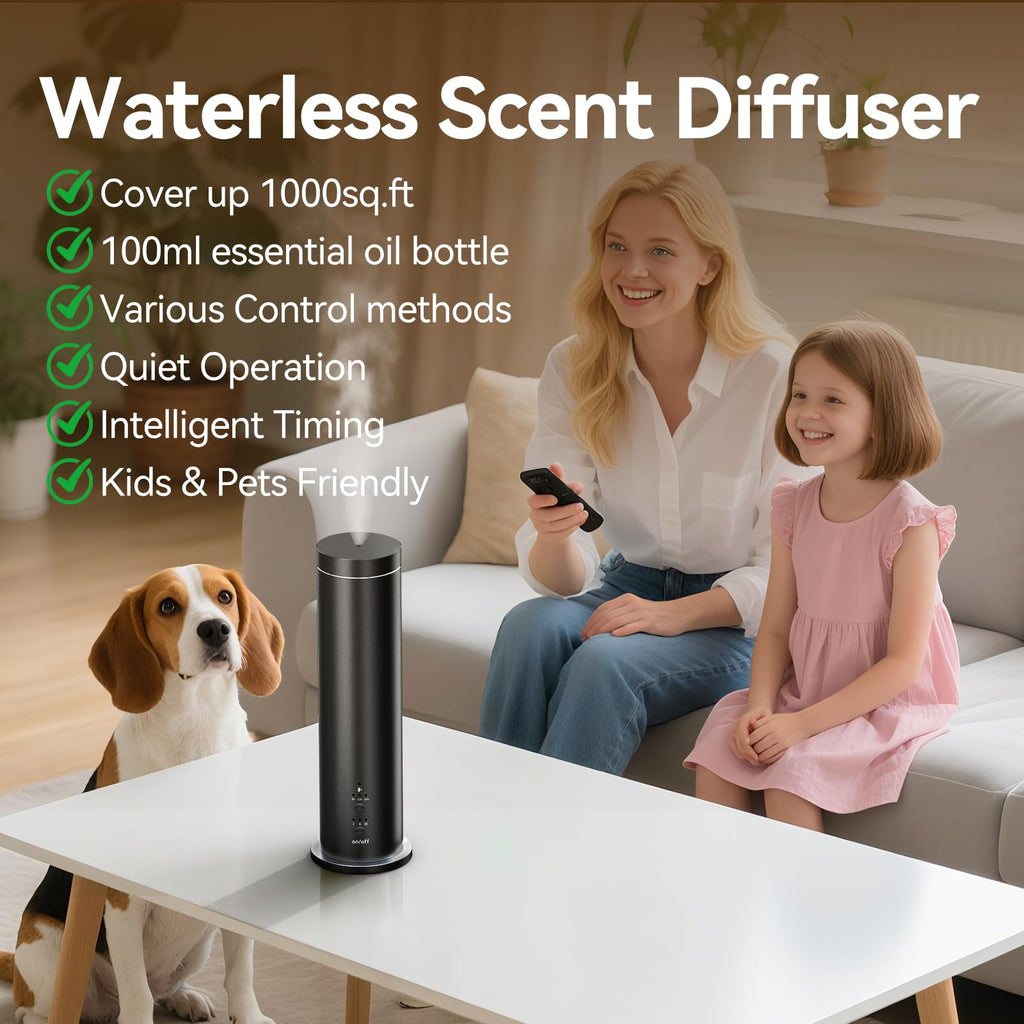 Hijoc Waterless Bluetooth Diffuser – 300ml Starter Kit for Home & Office (Black)