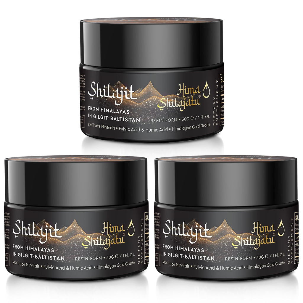 Hima Shilajatu Shilajit Resin – Gold Grade, 100% Pure, 85+ Minerals | 3-Pack (6 Months)