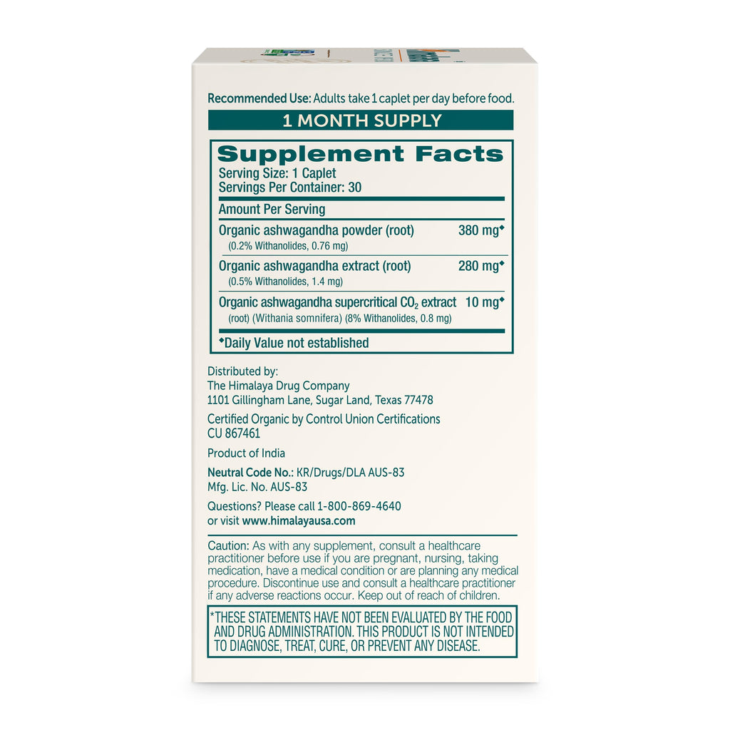 Himalaya Organic Ashwagandha Root – 30 Day Supply | Stress & Energy Support
