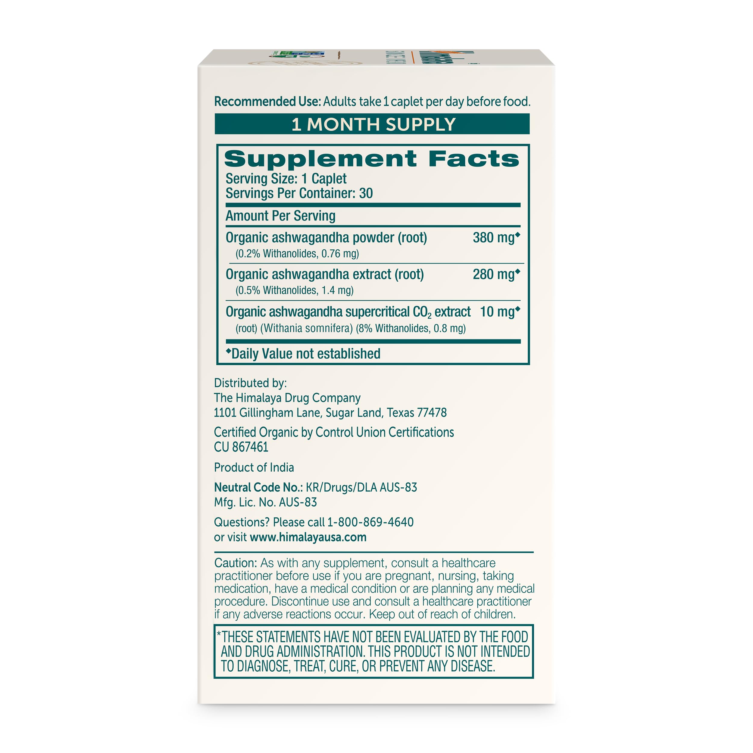 Himalaya Organic Ashwagandha Root – 30 Day Supply | Stress & Energy Support